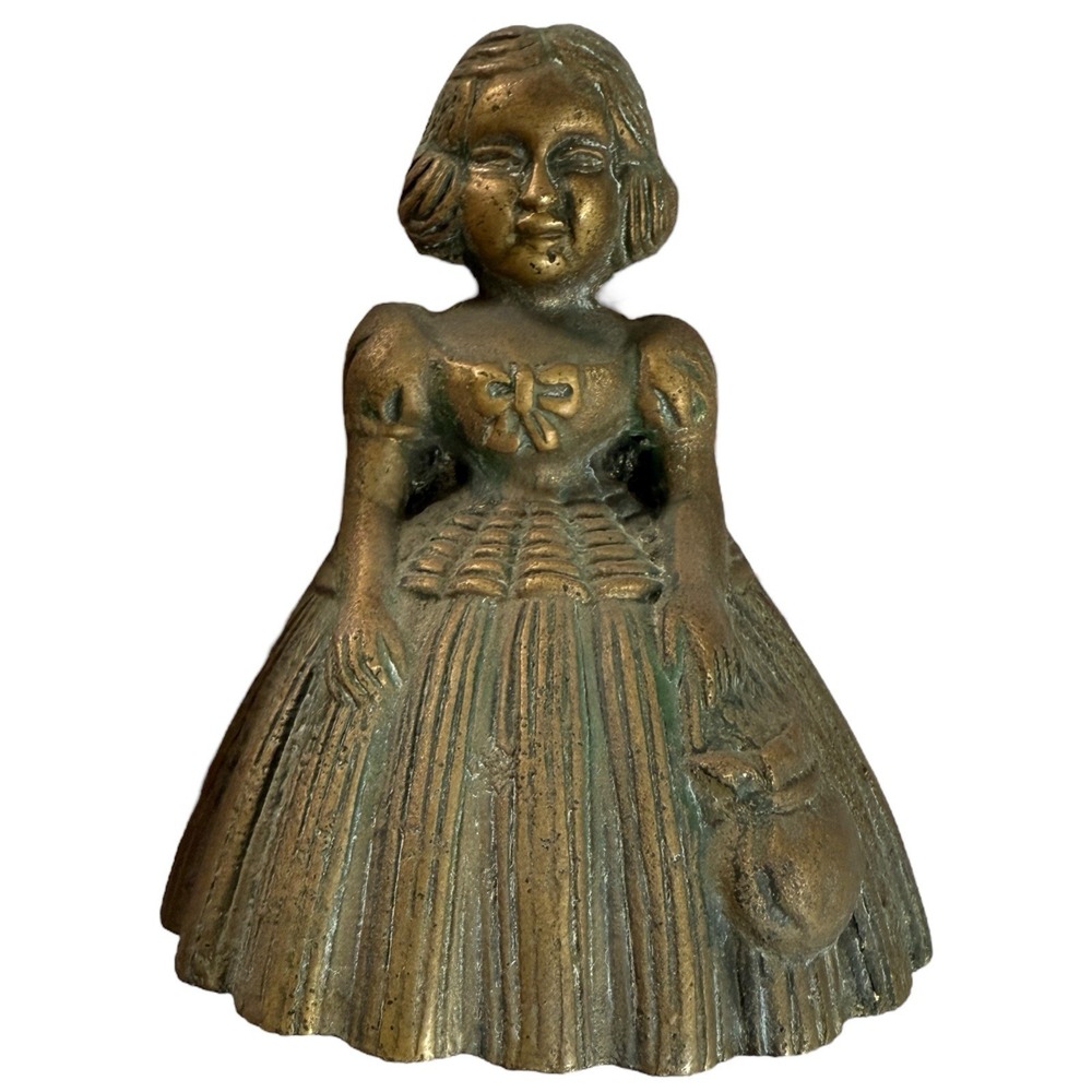 Vintage Brass Southern Belle Bell Cast Metal w/ Clapper Hoop Skirt Figurine‎